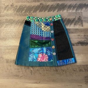 Desigual Skirt, peacock and floral patchwork